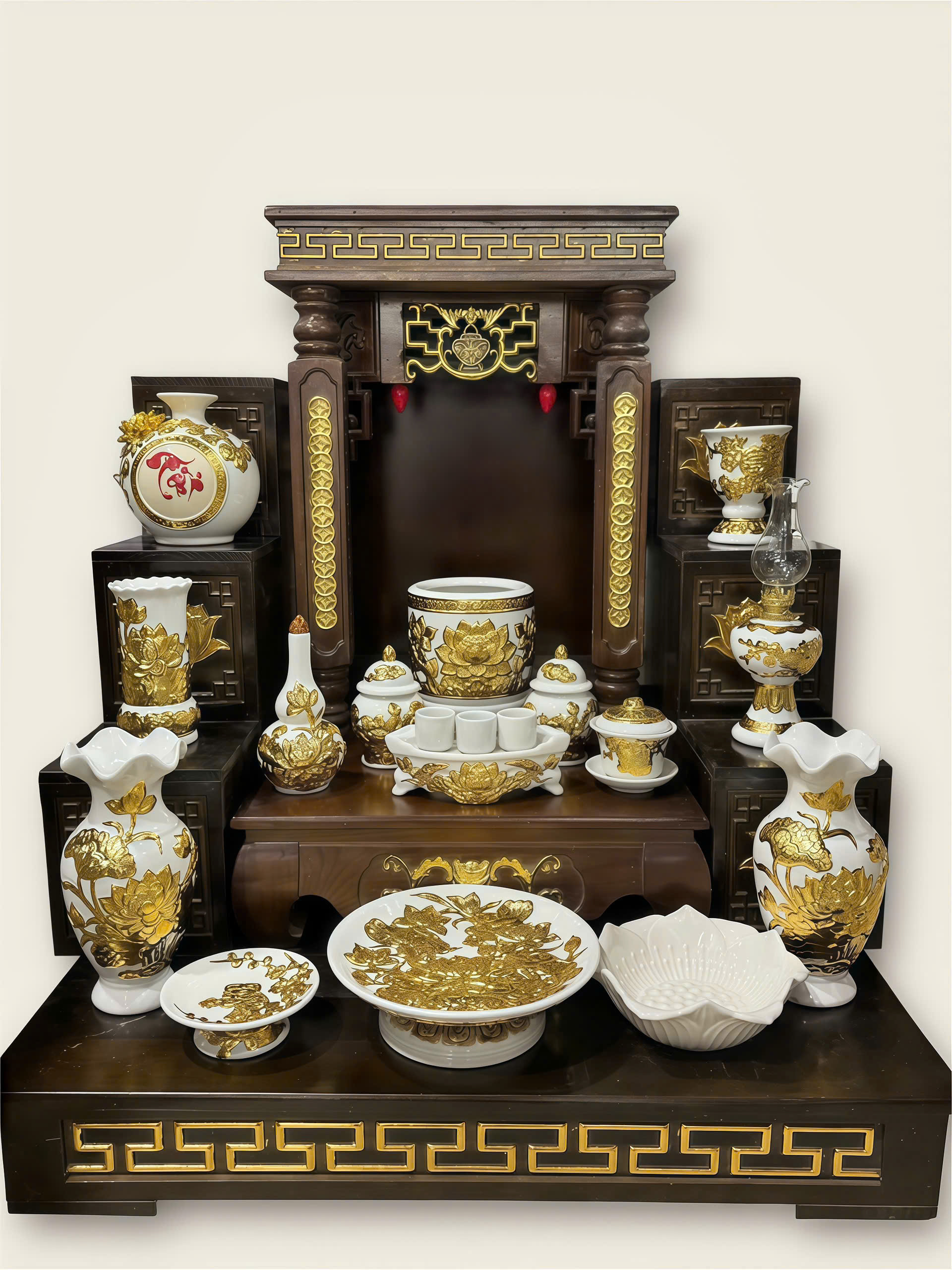 Combo bộ đồ thờ màu trắng