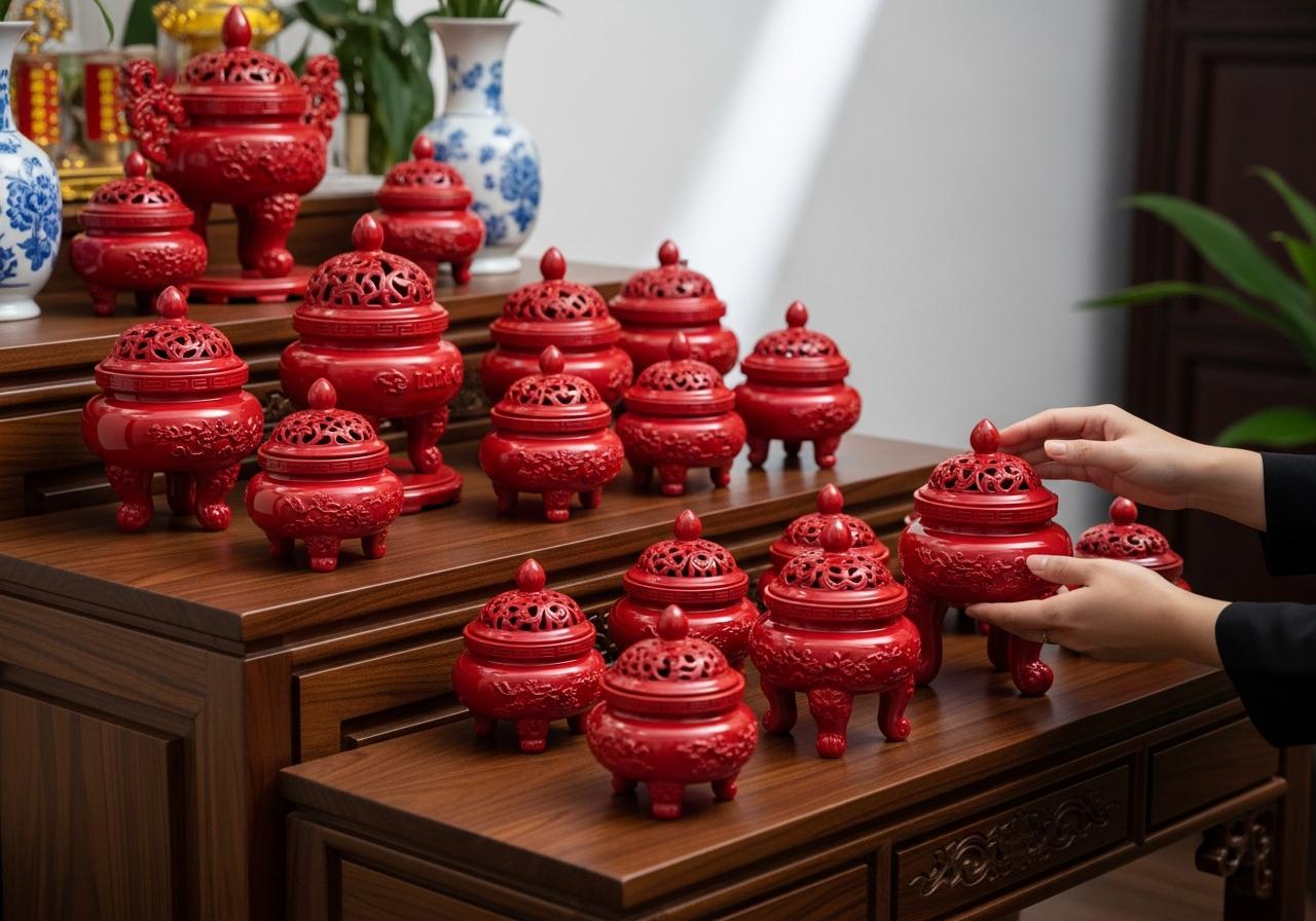 So sánh các loại bát hương màu đỏ phổ biến nhất hiện nay
