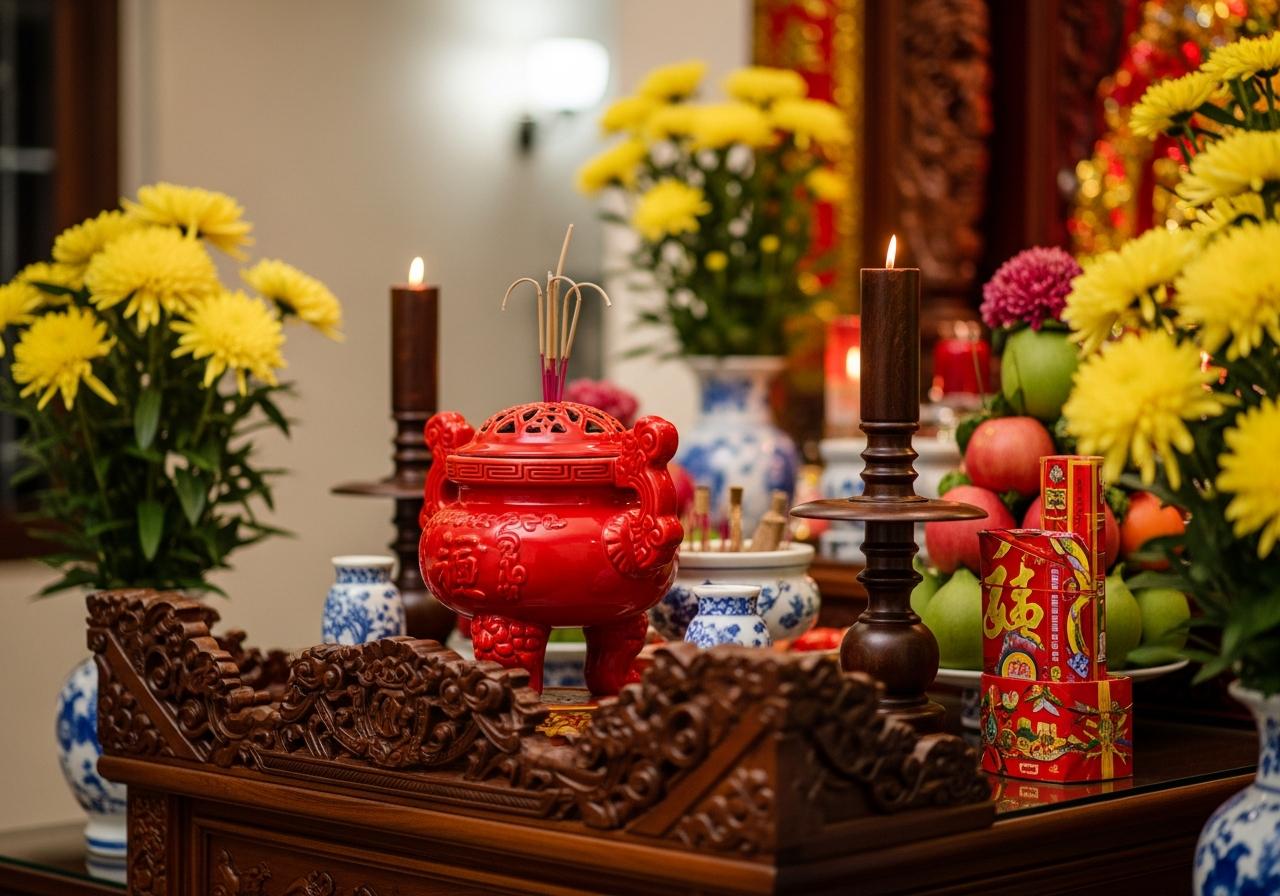 bát hương màu đỏ