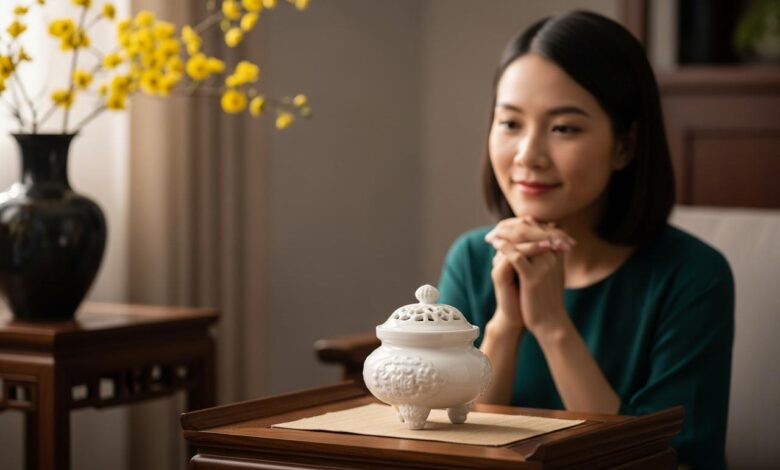 bát hương màu trắng