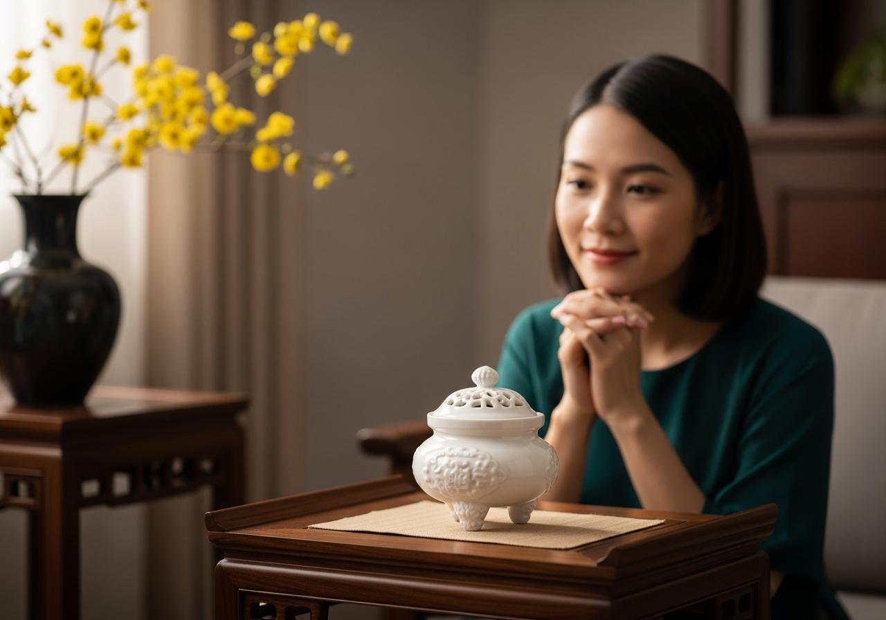 bát hương màu trắng