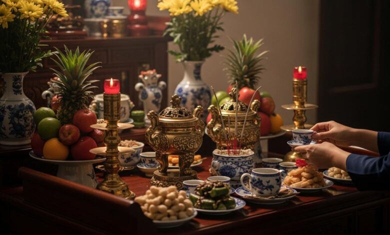 cách đặt 2 bát hương trên bàn thờ​