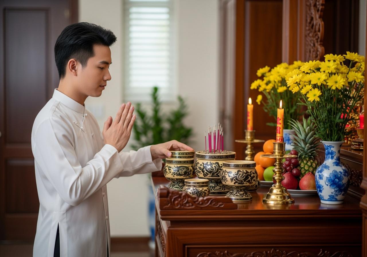 Quy trình bốc và an vị bát hương mới trang nghiêm, đúng nghi lễ