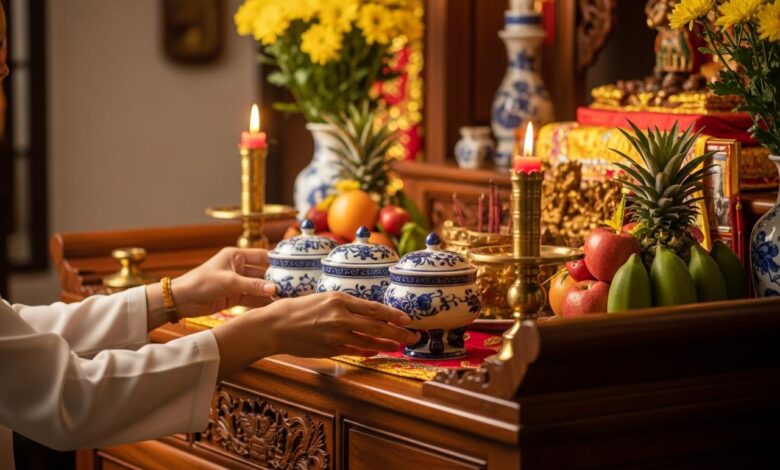 cách đặt 3 bát hương trên bàn thờ