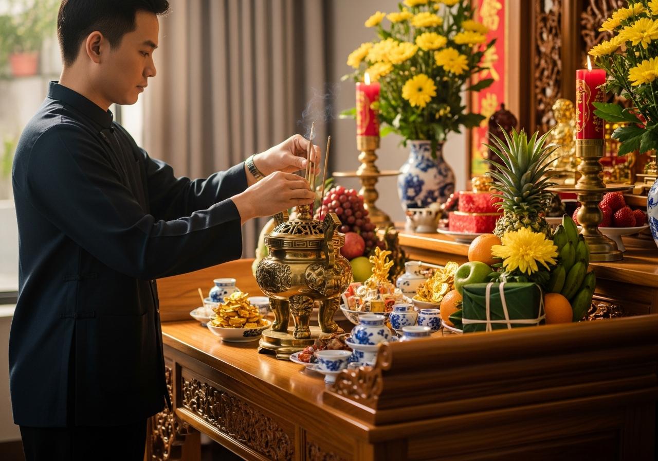 cách đặt bát hương trên bàn thờ